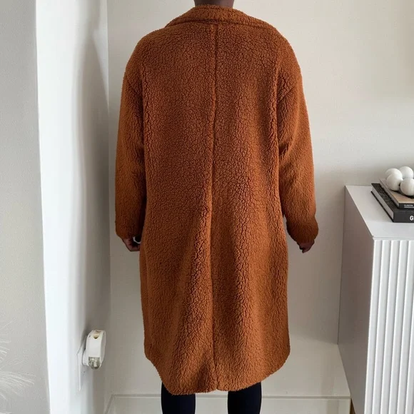 Fashion Nova Brown Oversized Teddy Coat - Picture 3 of 7